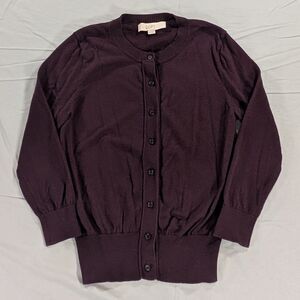 LOFT Cardigan Sweater Womens Size XSmall Brown Button Up Ribbed V Neck